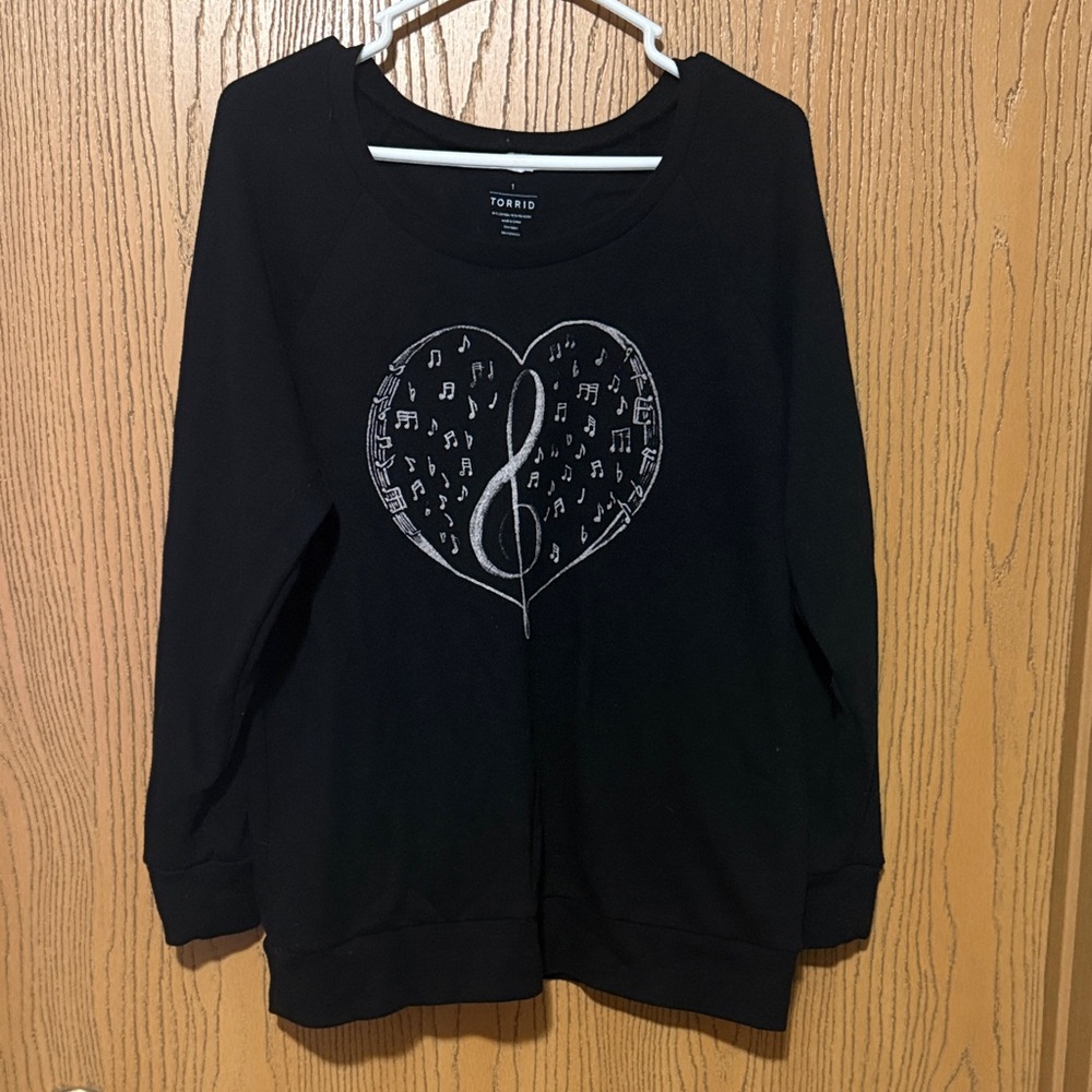 Torrid Black Heart Music Note Sweatshirt